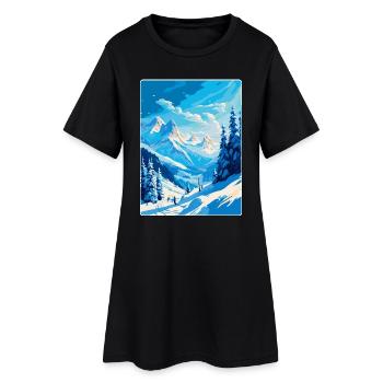 St Anton Am Arlberg Austria Vintage Travel Poster - Women’s T-Shirt Dress - black - Front