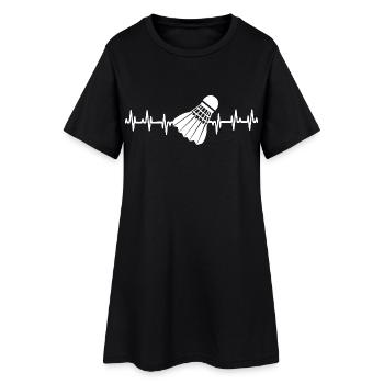 Badminton Sport Heartbeat Love - Frauen T-Shirt-Kleid - Schwarz - Vorne
