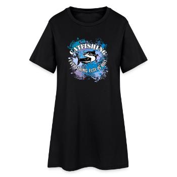 Poisson-chat Wels Waller sur des taches de couleur - Robe T-shirt Femme - noir - Devant
