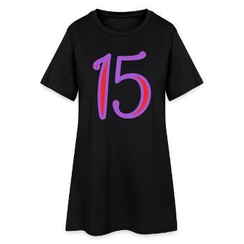 15. 15 JAHRE. 15-JÄHRIGES JUBILÄUM. 15-JÄHRIGES JUBILÄUM. - Frauen T-Shirt-Kleid - Schwarz - Vorne