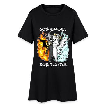 Katze Kater Engel Teufel Engel Böse Niedlich Miau - Frauen T-Shirt-Kleid - Schwarz - Vorne