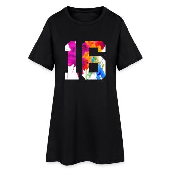 NUMÉRO 16 ANS 16ÈME ANNIVERSAIRE - Robe T-shirt Femme - noir - Devant