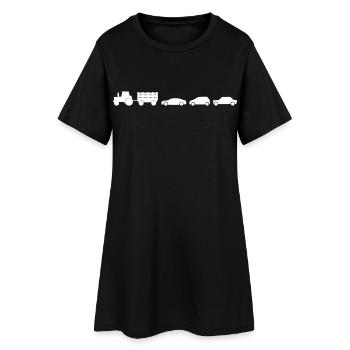 Tractor with trailer and cars - Women’s T-Shirt Dress - black - Front