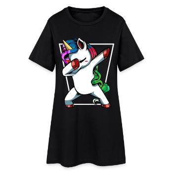 Unicorn Dab mit Regenbogen - Frauen T-Shirt-Kleid - Schwarz - Vorne
