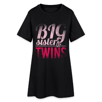 Big Sister Of Twins - Frauen T-Shirt-Kleid - Schwarz - Vorne