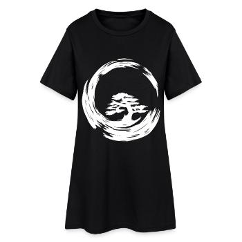 Harmonischer Bonsai Energiefluss - Frauen T-Shirt-Kleid - Schwarz - Vorne