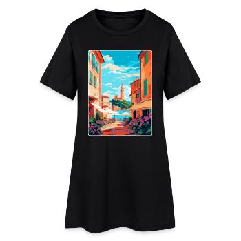 St Tropez France Affiche de voyage vintage souvenir - Robe T-shirt Femme - noir - Devant