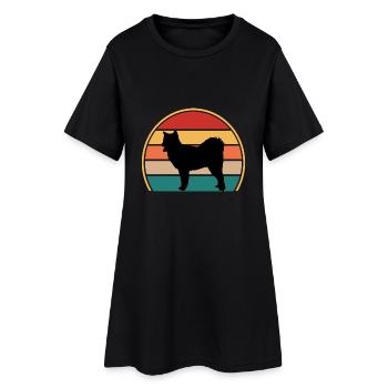 Kanadischer Eskimo Hund Liebe Silhouette Vintage Sonnenuntergang - Frauen T-Shirt-Kleid - Schwarz - Vorne