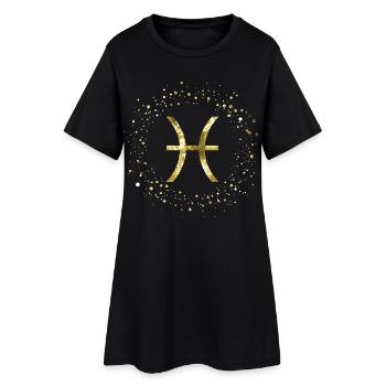 Fische Sternzeichen - Frauen T-Shirt-Kleid - Schwarz - Vorne