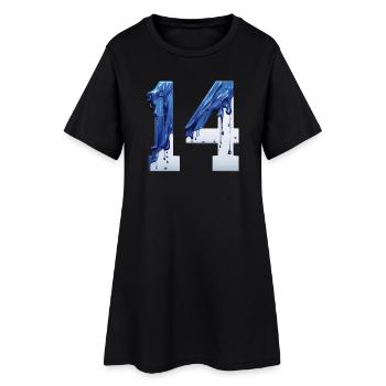 NON. 14 NUMÉRO 14 BLEU BLANC 14E ANNIVERSAIRE - Robe T-shirt Femme - noir - Devant