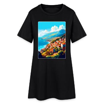 Madère Portugal Affiche de voyage vintage souvenir - Robe T-shirt Femme - noir - Devant