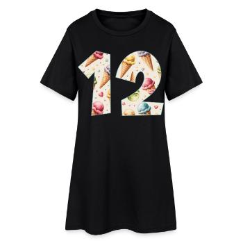 EISCREME NUMMER 12 JAHRE EIS 12. GEBURTSTAG - Frauen T-Shirt-Kleid - Schwarz - Vorne