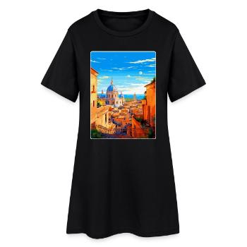 Rom Italien Vintage Reiseplakat Souvenir Souvenir - Frauen T-Shirt-Kleid - Schwarz - Vorne