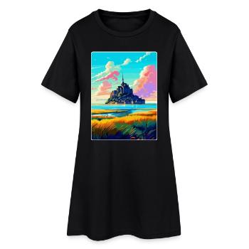 Mont Saint Michel Frankreich Vintage Reiseposter WPA - Frauen T-Shirt-Kleid - Schwarz - Vorne