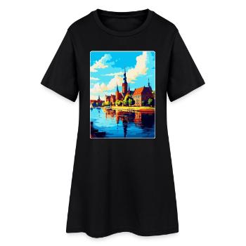 Szczecin Pologne Affiche de voyage vintage souvenir WPA - Robe T-shirt Femme - noir - Devant