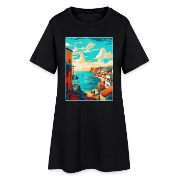Lagos Portugal Affiche de voyage vintage souvenir WPA - Robe T-shirt Femme - noir - Devant