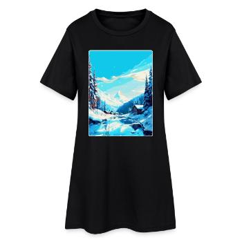 Val D Isère France Affiche de voyage vintage souvenir - Robe T-shirt Femme - noir - Devant