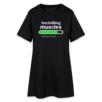 installing muscles - Robe T-shirt Femme - noir - Devant
