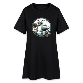 Mouette dans une bouée de sauvetage - Robe T-shirt Femme - noir - Devant