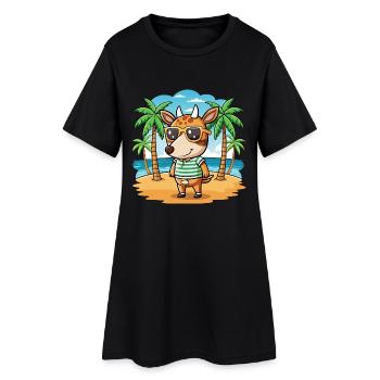 Lunettes de soleil de plage d’été de dessin animé drôle drôle okapi - Robe T-shirt Femme - noir - Devant