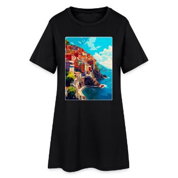 Cinque Terre Italien Vintage Reise Poster Souvenir - Frauen T-Shirt-Kleid - Schwarz - Vorne