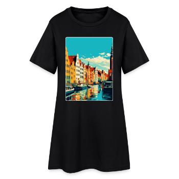 Danzig Polen Vintage Reiseposter WPA Souvenir - Frauen T-Shirt-Kleid - Schwarz - Vorne