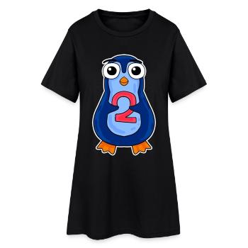 penguin 2 jahre alt - Zwei - Nummer 2 - 2 Klasse - Frauen T-Shirt-Kleid - Schwarz - Vorne