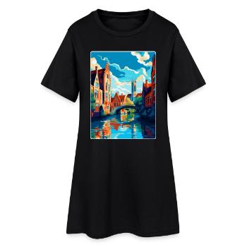 Bruges Belgique Affiche de voyage vintage Souvenir WPA - Robe T-shirt Femme - noir - Devant