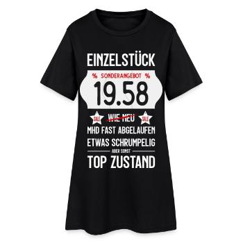 68. GEBURTSTAG 1958 EINZELSTÜCK PREISSCHILD - Frauen T-Shirt-Kleid - Schwarz - Vorne