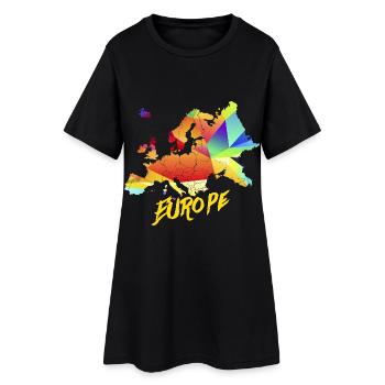 Reiselustiger Kontinent Europa - Frauen T-Shirt-Kleid - Schwarz - Vorne