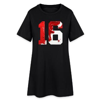 NO. 16 NUMBER 16 RED WHITE 16TH BIRTHDAY - Women’s T-Shirt Dress - black - Front