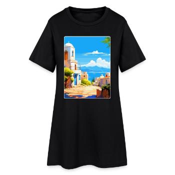 Kos Griechenland Vintage Reise Poster Souvenir Souvenir - Frauen T-Shirt-Kleid - Schwarz - Vorne