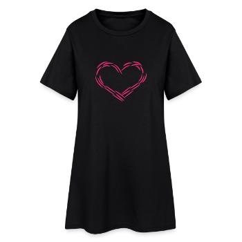 Herz Design Linie Symbol Liebe Rosa Geschenk - Frauen T-Shirt-Kleid - Schwarz - Vorne
