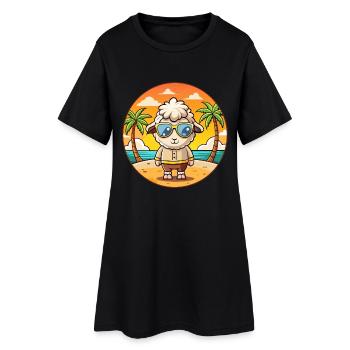 Schaf Lustige Cartoon Sommer Strand Sonnenbrille - Frauen T-Shirt-Kleid - Schwarz - Vorne