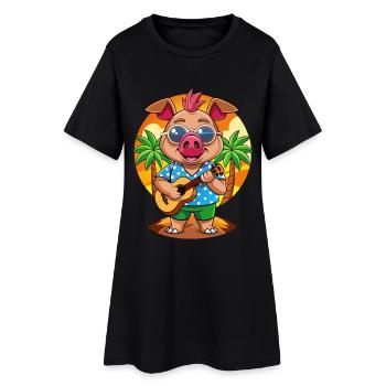 Drôle de cochon d’été plage lunettes de soleil hawaïenne - Robe T-shirt Femme - noir - Devant