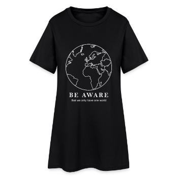 Weltkarte Umrisse - Frauen T-Shirt-Kleid - Schwarz - Vorne
