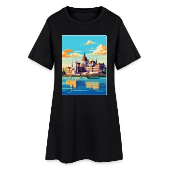 Budapest Ungarn Vintage Reiseplakat Souvenir - Frauen T-Shirt-Kleid - Schwarz - Vorne