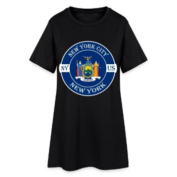 New York City New York Flagge USA Souvenir Abzeichen - Frauen T-Shirt-Kleid - Schwarz - Vorne