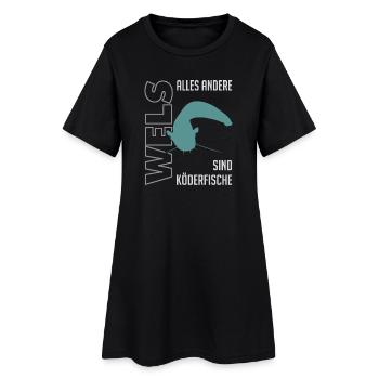 Wels angeln Waller fischen Sportfischen auf Wels - Frauen T-Shirt-Kleid - Schwarz - Vorne