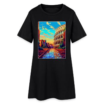 Rom Italien Vintage Reiseplakat Souvenir Souvenir - Frauen T-Shirt-Kleid - Schwarz - Vorne