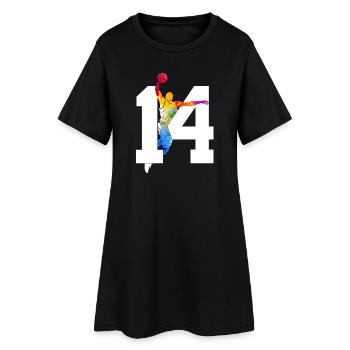 NUMMER 14 BASKETBALL 14. GEBURTSTAG - Frauen T-Shirt-Kleid - Schwarz - Vorne