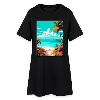 Turks-Caicosinseln Karibik Reiseposter WPA - Frauen T-Shirt-Kleid - Schwarz - Vorne