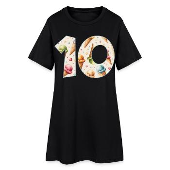 EISCREME NUMMER 10 JAHRE EIS 10. GEBURTSTAG - Frauen T-Shirt-Kleid - Schwarz - Vorne