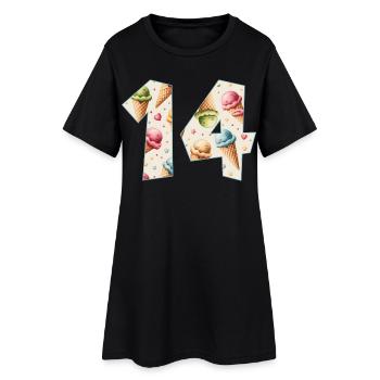 EISCREME NUMMER 14 JAHRE EIS 14. GEBURTSTAG - Frauen T-Shirt-Kleid - Schwarz - Vorne