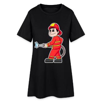 Feuerwehrmann - Frauen T-Shirt-Kleid - Schwarz - Vorne