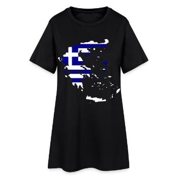 Griechenland Flagge Landkarte - Frauen T-Shirt-Kleid - Schwarz - Vorne