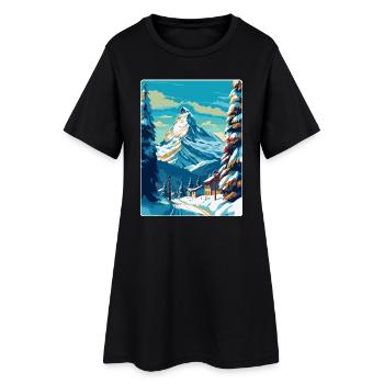 Zermatt Suisse Affiche de voyage vintage souvenir - Robe T-shirt Femme - noir - Devant