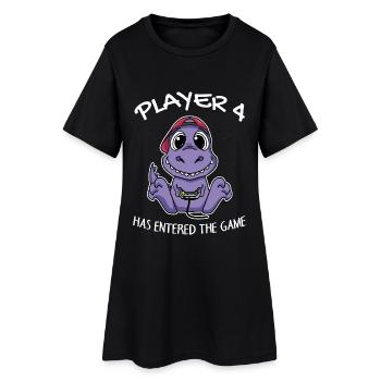 Fourth baby player 4 child baby dinosaur - Women’s T-Shirt Dress - black - Front