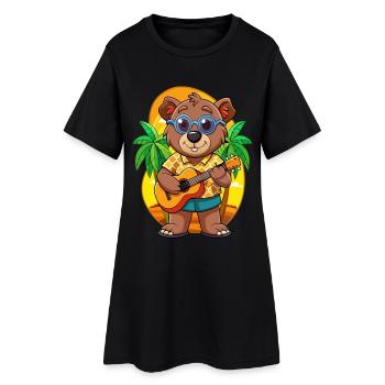 Lustige Bär Hund Cartoon Sommer Strand Sonnenbrille - Frauen T-Shirt-Kleid - Schwarz - Vorne