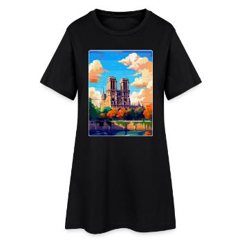 Notre Dame France Vintage Poster Souvenir de Voyage - Robe T-shirt Femme - noir - Devant